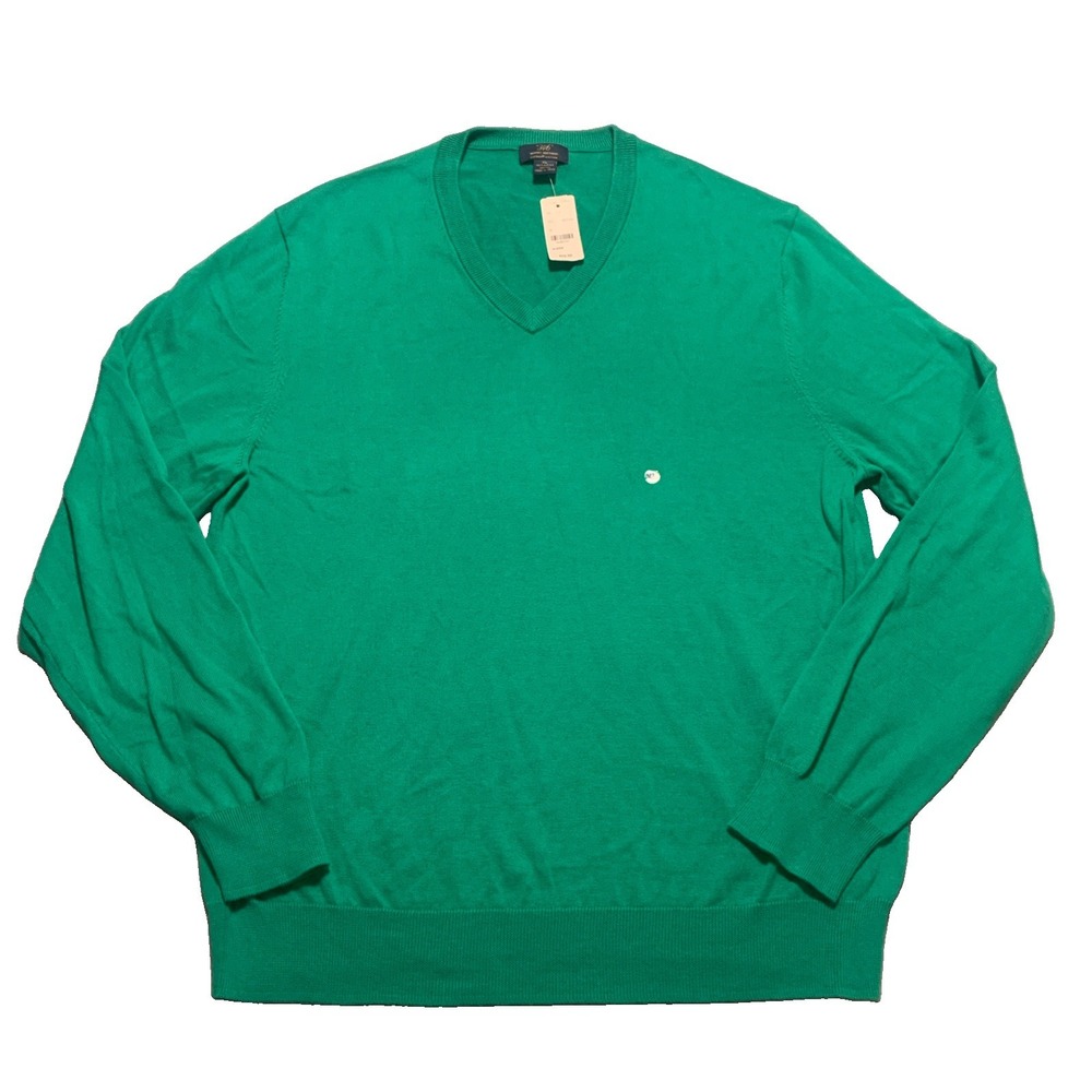 Brooks Brothers 346 Green Supima Cotton V-Neck Sweater Mens XL NWT $69.50 New
